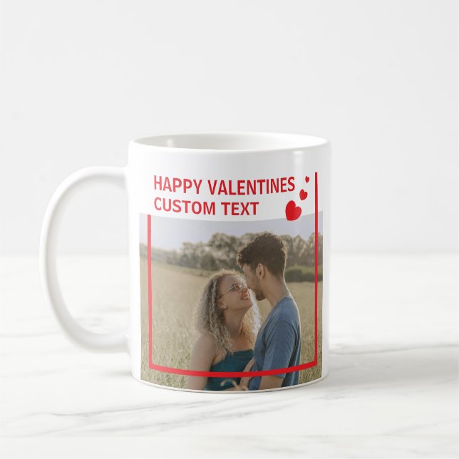 Valentines Day Simple Hearts Custom Photo Coffee Mug (Left)