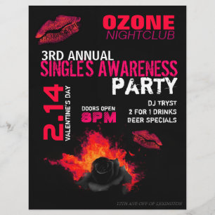 Valentine's Day Single's Awareness Party Flyers