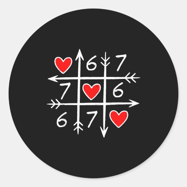 Valentines Day Six Seven 67 Meme 6 7 Heart Boys Gi Classic Round Sticker (Front)