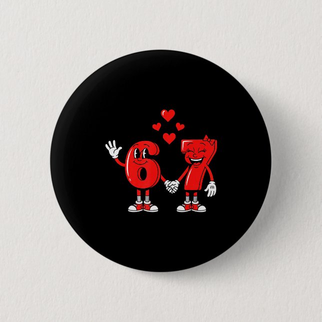Valentine's Day Six Seven Hearts 6 7 Meme Gen Alph 6 Cm Round Badge (Front)