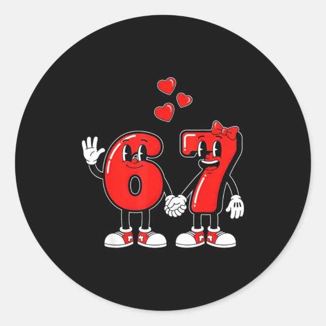 Valentine's Day Six Seven Hearts 6 7 Meme Gen Alph Classic Round Sticker (Front)