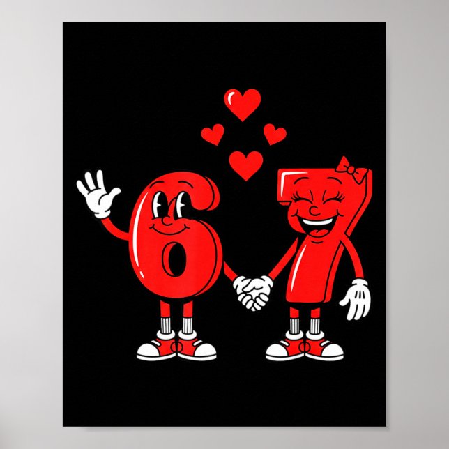 Valentine's Day Six Seven Hearts 6 7 Meme Gen Alph Poster (Front)