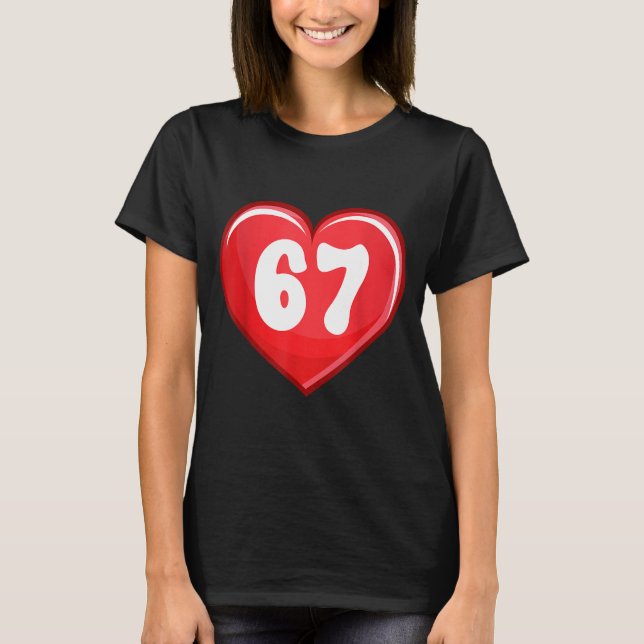 Valentine's Day Six Seven Hearts 6 7 Meme Gen Alph T-Shirt (Front)