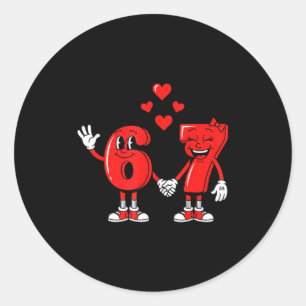 Valentines Day Six Seven Hearts 6 7 Meme Gen Alpha Classic Round Sticker