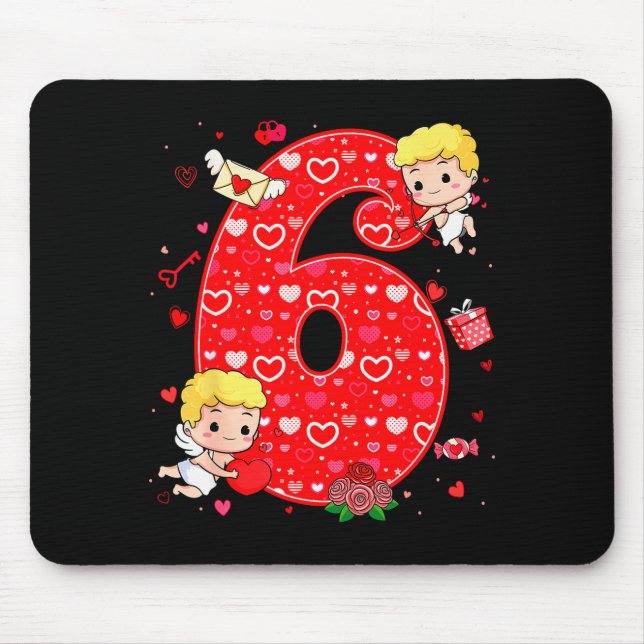 Valentines Day Six Seven Hearts 6 7 Meme Gen Alpha Mouse Pad (Front)