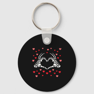 Valentines Day Skeleton Hand Heart Funny Men Women Key Ring
