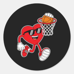 Valentines Day Sketll Cute Sports Men Boys Kids To Classic Round Sticker