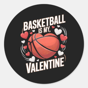 Valentine's Day Sketll Heart Design For Sports Lov Classic Round Sticker