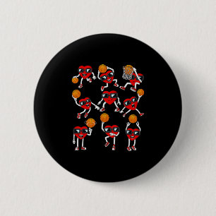 Valentines Day Sketll Heart Dunking Dribbling Boys 6 Cm Round Badge