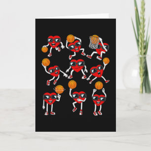 Valentines Day Sketll Heart Dunking Dribbling Boys Card