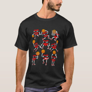 Valentines Day Sketll Heart Dunking Dribbling Boys T-Shirt