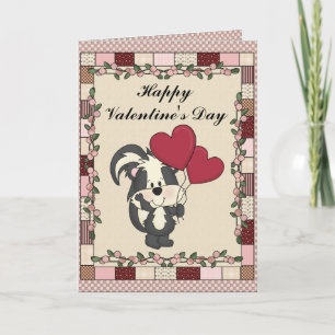 Valentine's Day skunk greeting card