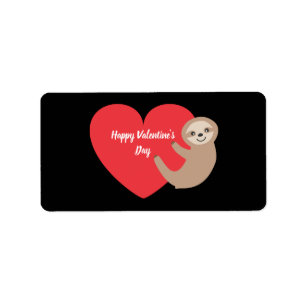 Valentine's Day Sloth address label
