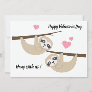Valentine's day sloth flat card