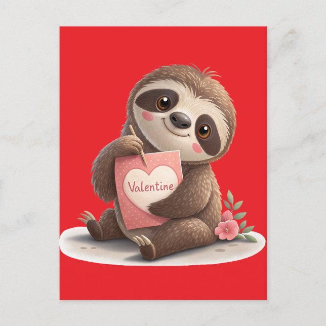 Valentine's Day Sloth Holiday Postcard (Front)