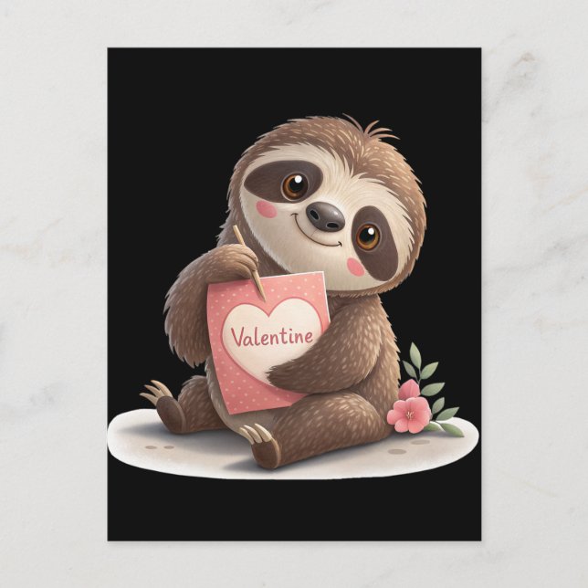 Valentine's Day Sloth Holiday Postcard (Front)