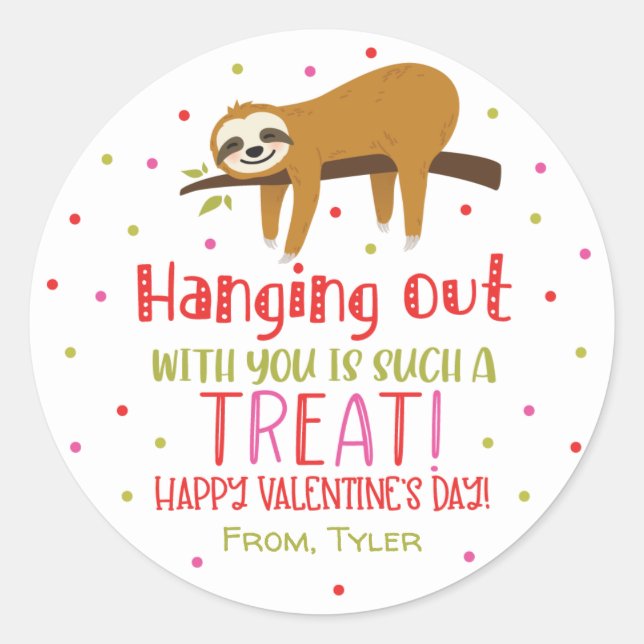 Valentine's Day Sloth Stickers (Front)