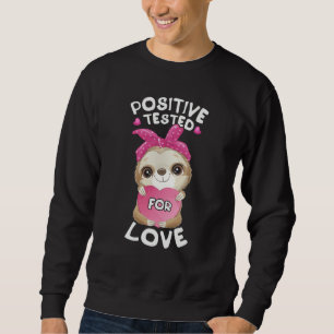 Valentine's day sloth with pink heart for her sweatshirt