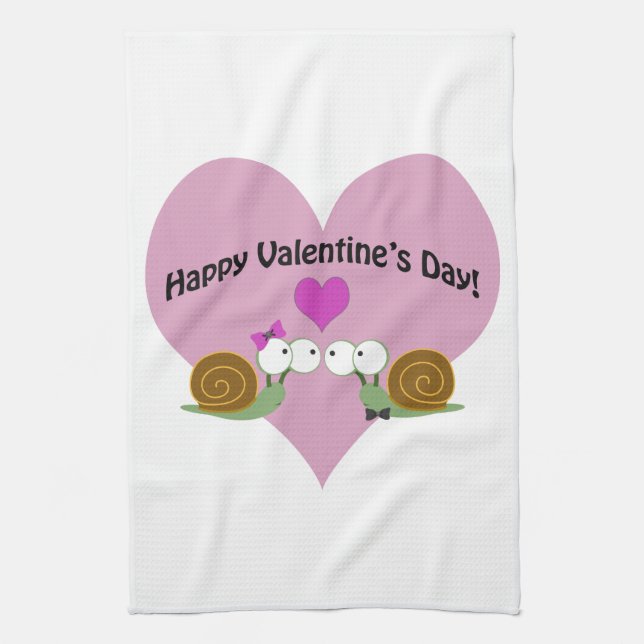 Valentines Day Snails Tea Towel (Vertical)