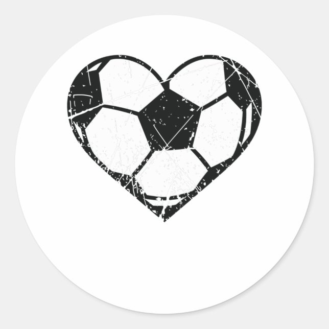 Valentines Day Soccer Ball Heart Grunge Men Women Classic Round Sticker (Front)