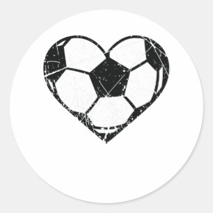 Valentines Day Soccer Ball Heart Grunge Men Women Classic Round Sticker