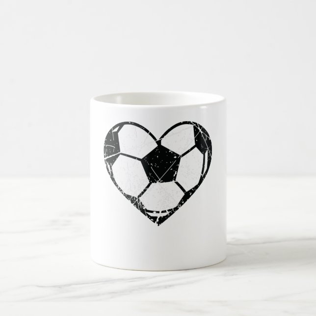 Valentines Day Soccer Ball Heart Grunge Men Women Coffee Mug (Center)