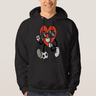 Valentine's Day Soccer Boys Heart Playing Soccer Hoodie