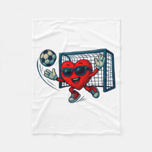 Valentines Day Soccer Goalkeeper Funny Heart Boys  Fleece Blanket