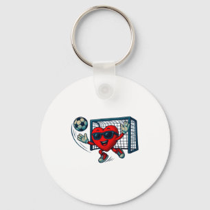 Valentines Day Soccer Goalkeeper Funny Heart Boys Key Ring