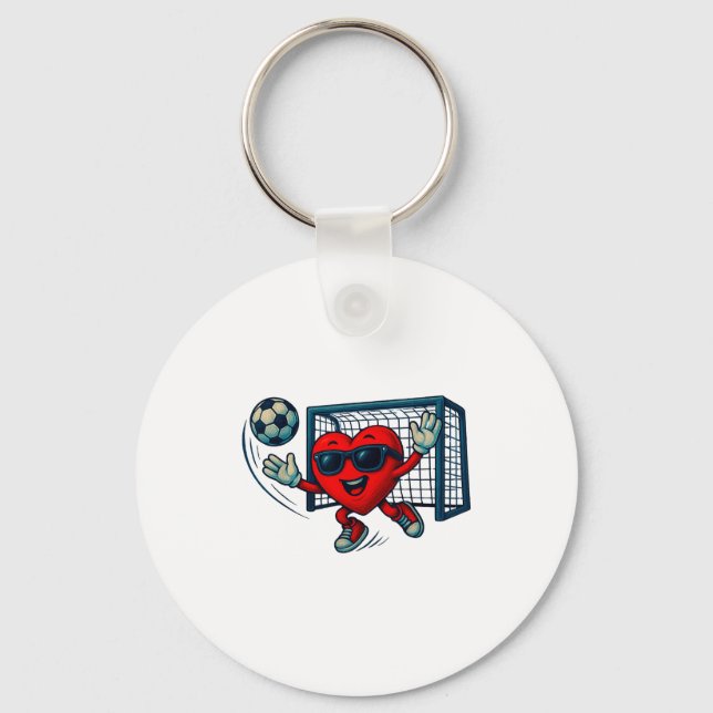 Valentines Day Soccer Goalkeeper Funny Heart Boys  Key Ring (Front)