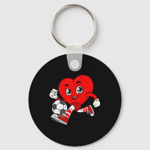 Valentine's Day Soccer Player Heart Sports Men Wom Key Ring