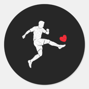 Valentines day soccer silhouette heart men boys ki classic round sticker
