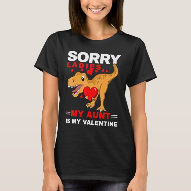 Valentines Day Son Dino My Aunt Is My Valentine To T-Shirt (Front)