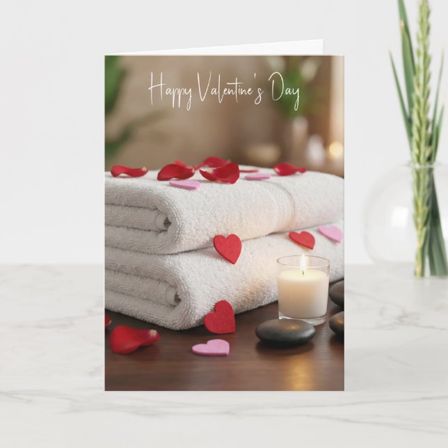 Valentine's Day Spa with Hearts Card (Front)