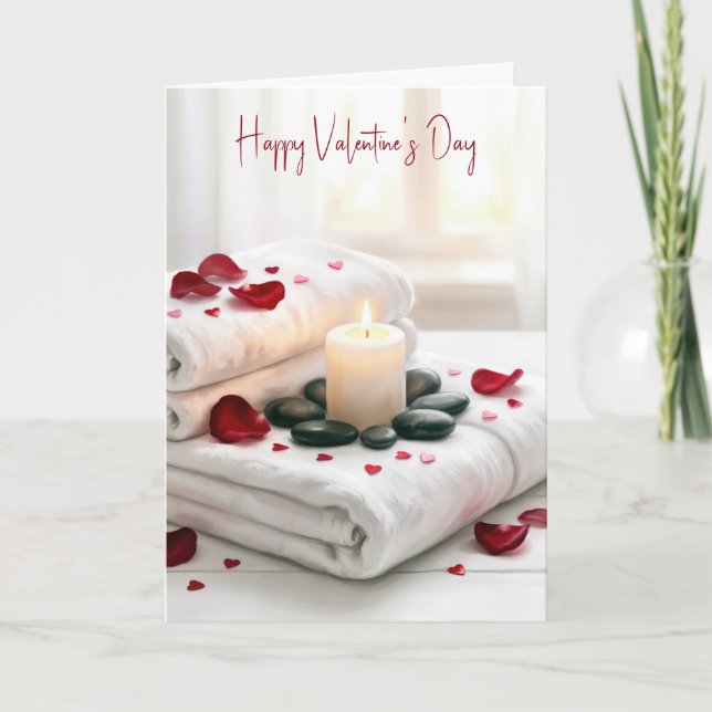 Valentine's Day Spa with Rose Petals Card (Front)