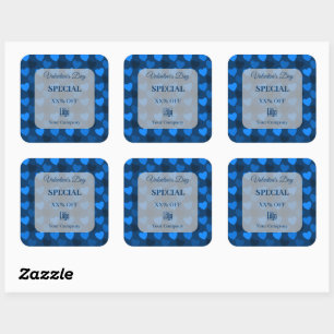 Valentine's Day Special Blue Marketing Collateral Square Sticker