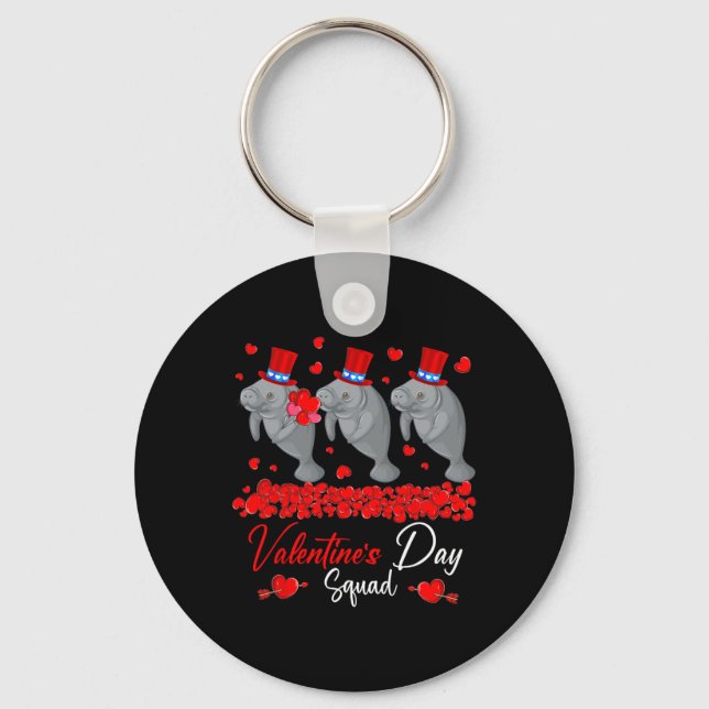 Valentine's Day Squad Three Cute Manatees Zoo Anim Key Ring (Front)