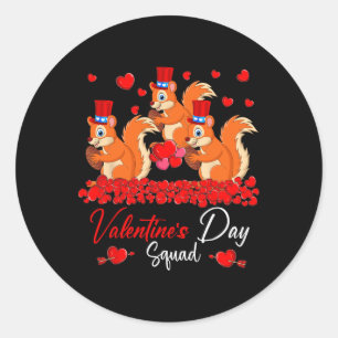 Valentine's Day Squad Three Cute Squirrels Zoo Ani Classic Round Sticker
