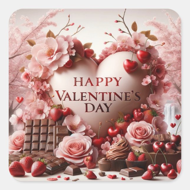 Valentines Day Square Sticker (Front)