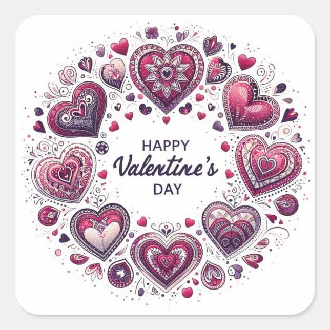 Valentines Day Square Sticker (Front)