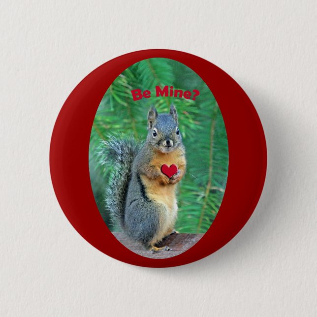 Valentine's Day Squirrel 6 Cm Round Badge (Front)