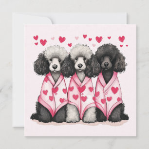 Valentines Day Standard Poodle Dogs Holiday Card