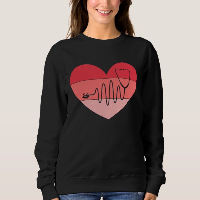 Valentines Day Stethoscope Nurse Heart Vintage Nur Sweatshirt (Front)
