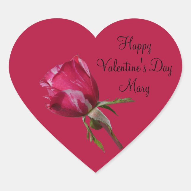 Valentine's Day Sticker Red Rose Label (Front)
