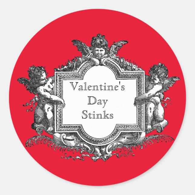 Valentine's Day Stinks Classic Round Sticker (Front)