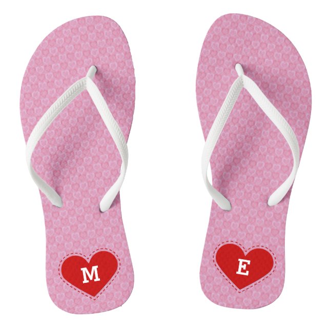 Valentine's Day Stitched Heart Initials/Text Thongs (Footbed)