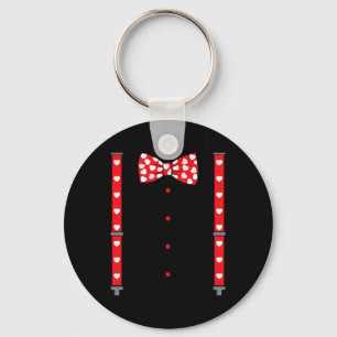 Valentines Day Suspenders And Hearts Bow Tie Boys Key Ring
