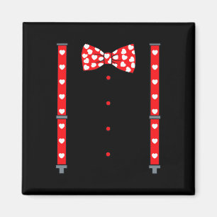 Valentines Day Suspenders And Hearts Bow Tie Boys Magnet