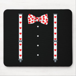 Valentines Day Suspenders And Hearts Bow Tie Boys  Mouse Pad