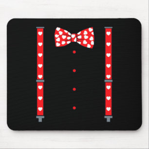 Valentines Day Suspenders And Hearts Bow Tie Boys Mouse Pad